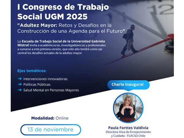 13 de noviembre: Inscríbete en el Primer Congreso de Trabajo Social UGM 2025 sobre Adultez Mayor