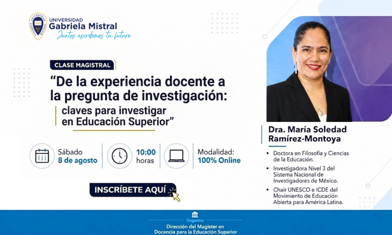 Magíster en Docencia para la Educación Superior UGM invita a Clase Magistral sobre investigación educativa