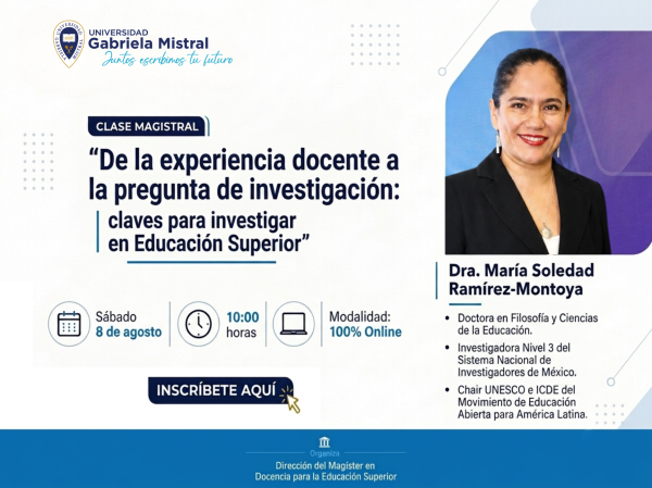 Magíster en Docencia para la Educación Superior UGM invita a Clase Magistral sobre investigación educativa